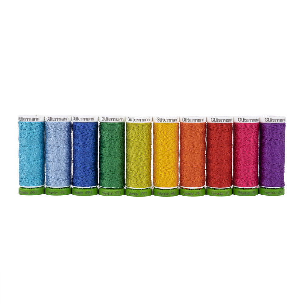 Gutermann Recycled Polyester Thread Set 10ct - Bright Shades Folded