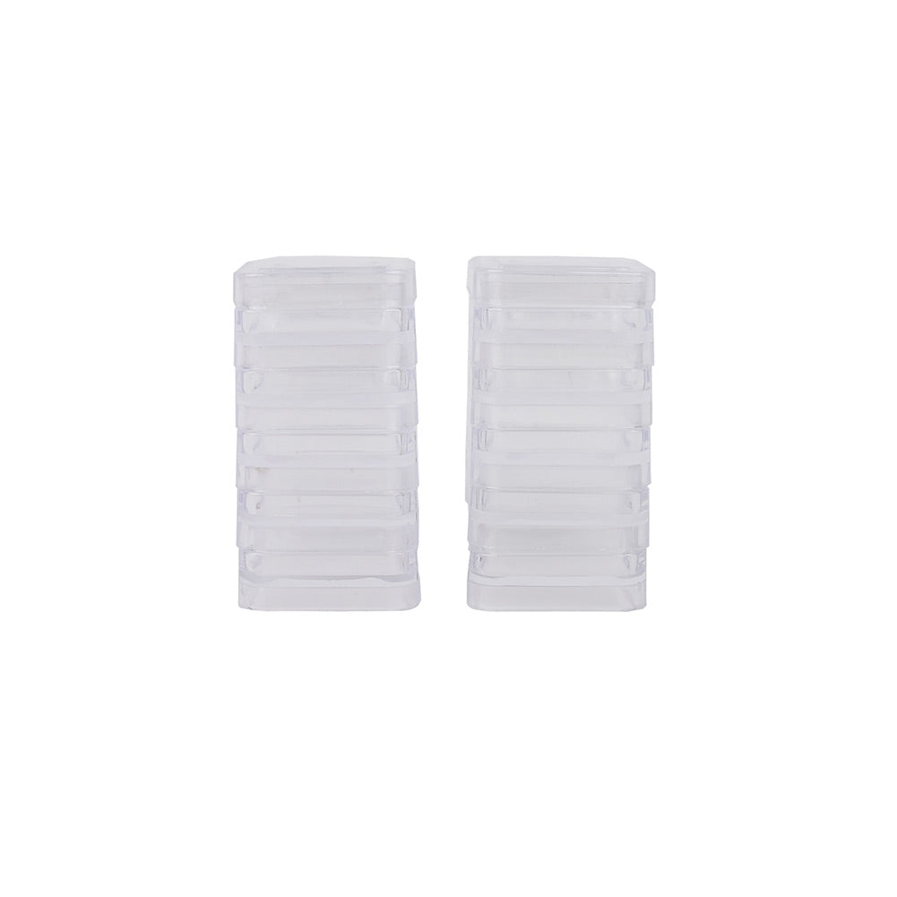 10 Square Stacker Jars with 2 Lids - 1.25" x 2.3" Folded