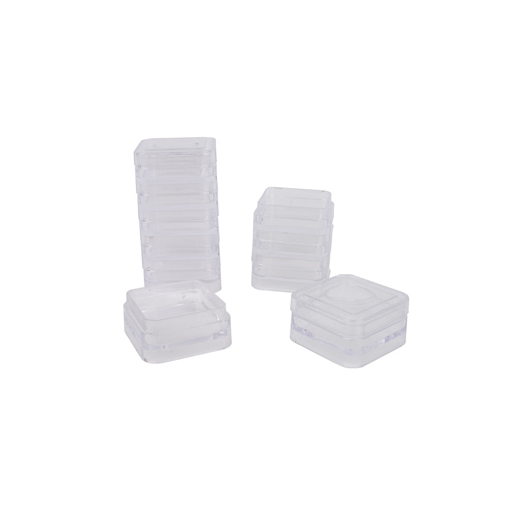10 Square Stacker Jars with 2 Lids - 1.25" x 2.3"