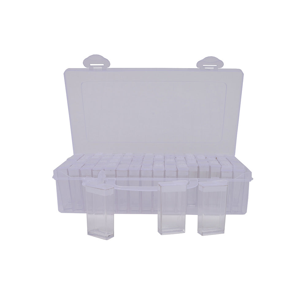 Plastic Organizer with 64 2" Flip Boxes and Labels - 8.5" x 5" Folded