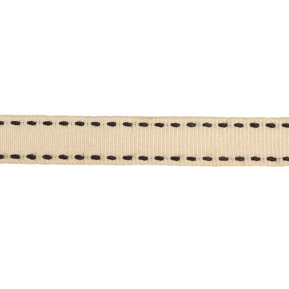 Beige Grosgrain Ribbon with Two Row Delicioso Stitching Detail - 0.5625" Detail