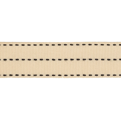 Beige Grosgrain Ribbon with Three Row Delicioso Stitching Detail - 1" Detail