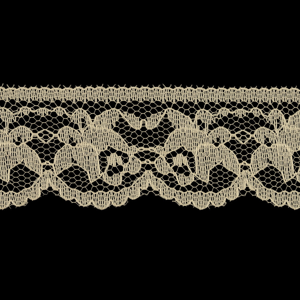 Tofu Rose Buds Scalloped Lace Trim - 1.375" Detail