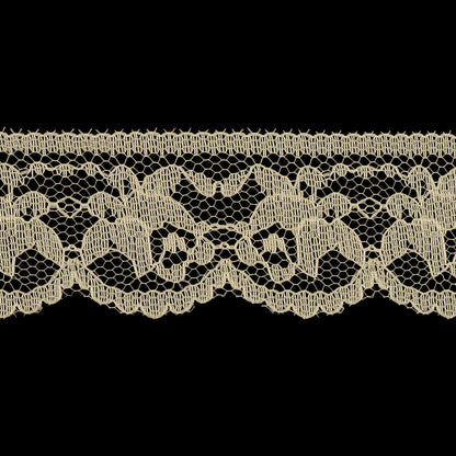 Tofu Rose Buds Scalloped Lace Trim - 1.375" Detail