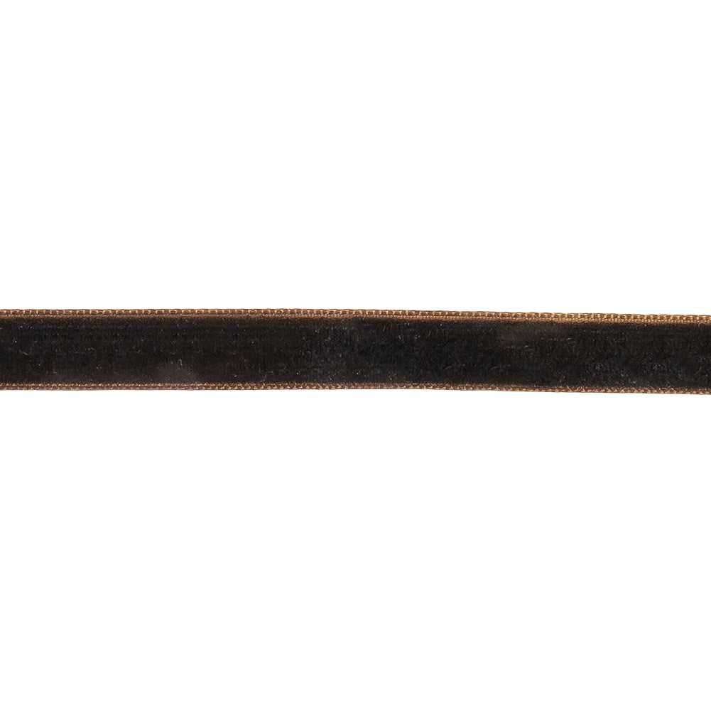 Toffee Single Face Velvet Ribbon - 0.375" Detail