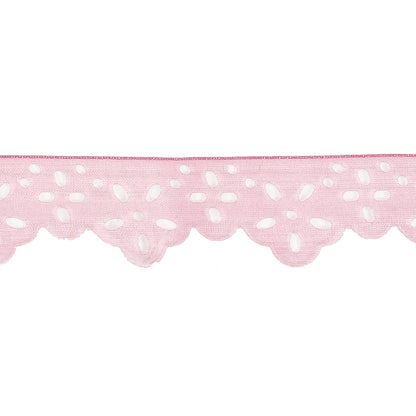 Shimmering Pink Scalloped Burnout Organza Trim - 1" Detail