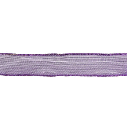 Purple Sheer Woven Ribbon with Wired Edges - 0.75" Detail