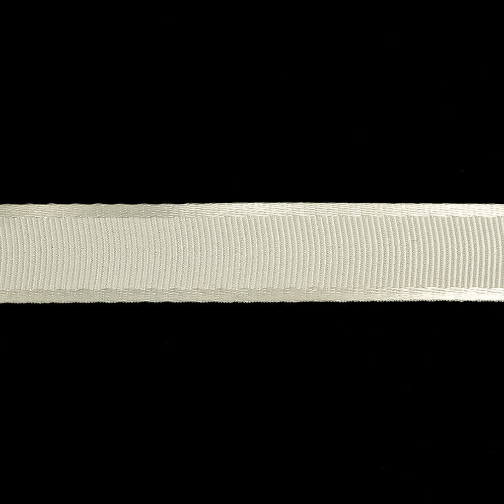 Off White Satin-Edged Grosgrain Ribbon - 0.625" Detail