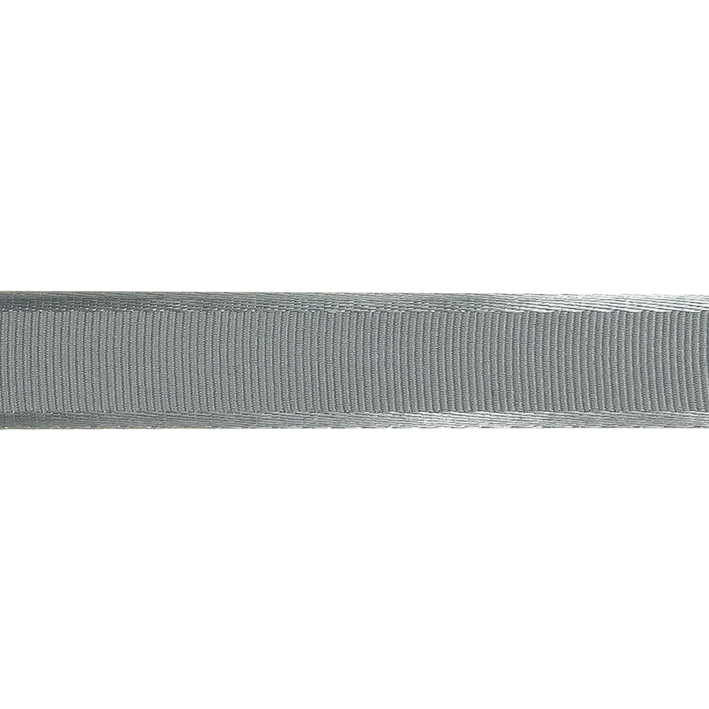Silver Gray Satin-Edged Grosgrain Ribbon - 0.625" Detail