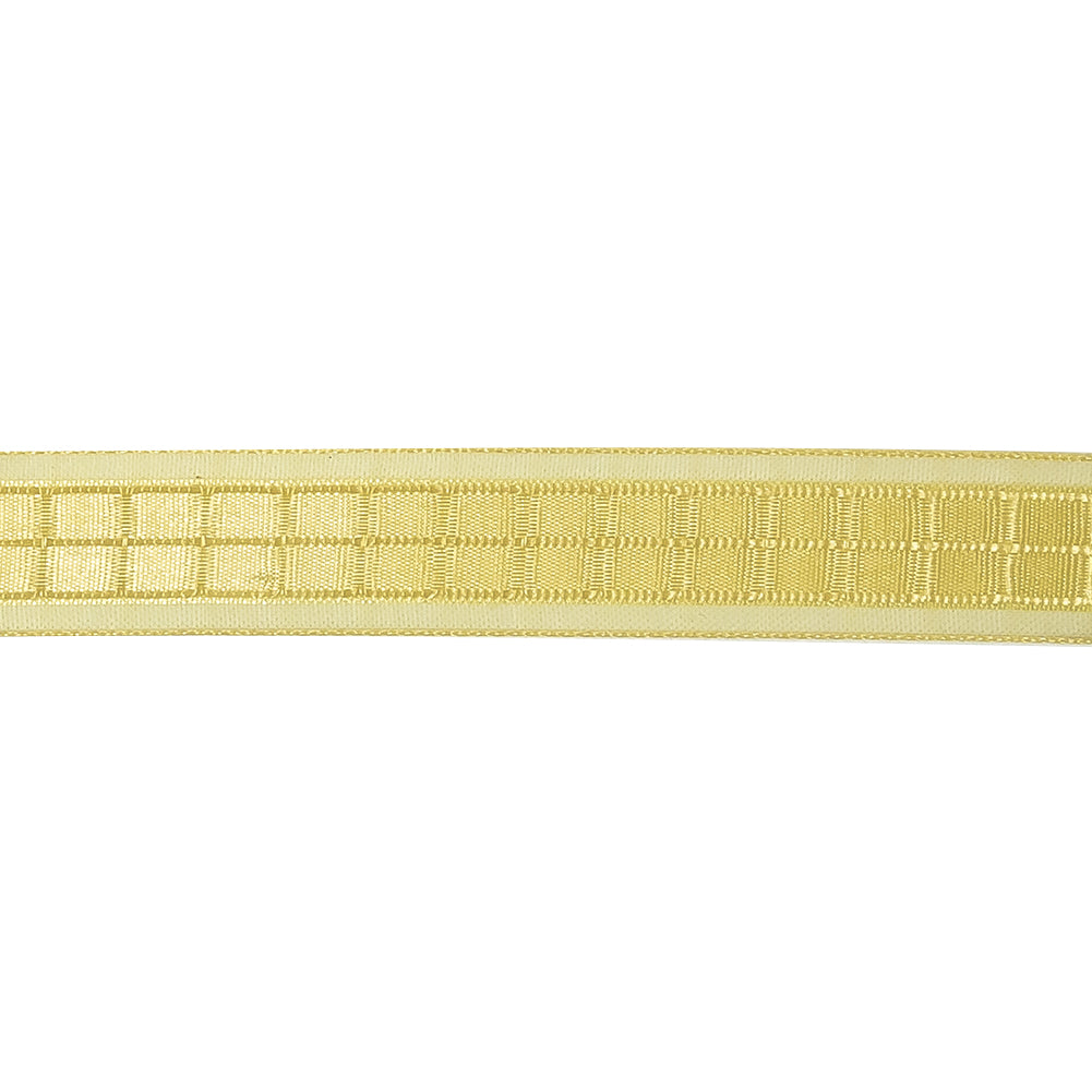 Yellow Windowpane Checks and Sheer Borders Woven Ribbon - 0.625" Detail