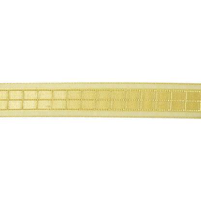 Yellow Windowpane Checks and Sheer Borders Woven Ribbon - 0.625" Detail