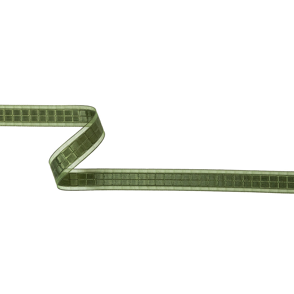 Cypress Windowpane Checks and Sheer Borders Woven Ribbon - 0.625"