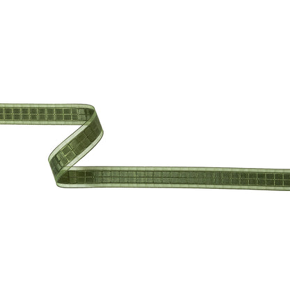 Cypress Windowpane Checks and Sheer Borders Woven Ribbon - 0.625"