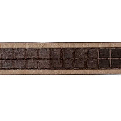 Brown Windowpane Checks and Sheer Borders Woven Ribbon - 1" Detail