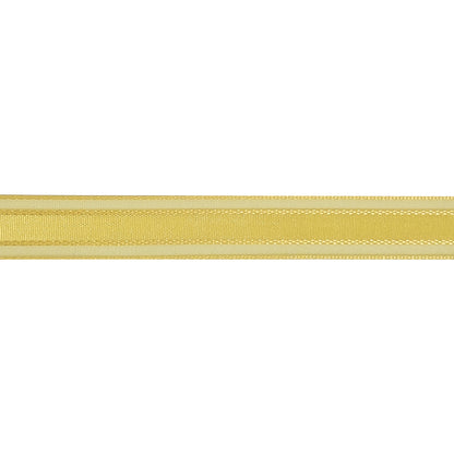 Yellow Woven Ribbon with Sheer Organza Borders - 0.5" Detail