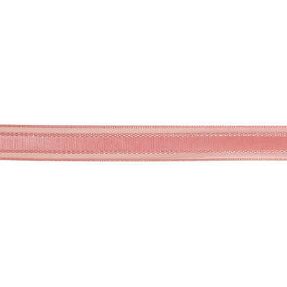 Bubblegum Woven Ribbon with Sheer Organza Borders - 0.5" Detail