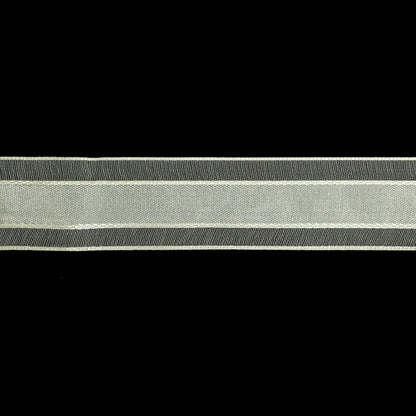 Coconut Milk Woven Ribbon with Sheer Organza Borders - 0.75" Detail