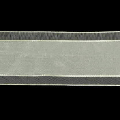 Coconut Milk Woven Ribbon with Sheer Organza Borders - 1.5" Detail