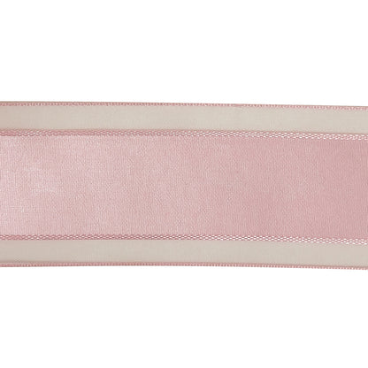 Pale Pink Woven Ribbon with Sheer Organza Borders - 1.5" Detail