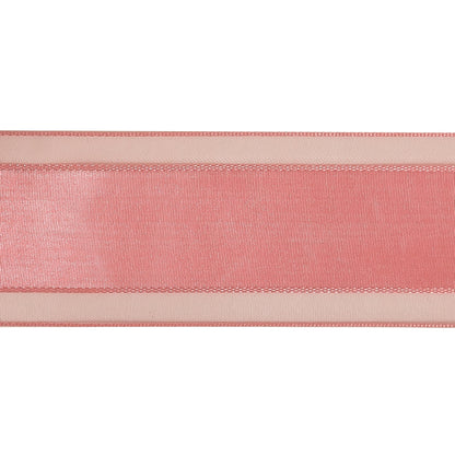 Bubblegum Woven Ribbon with Sheer Organza Borders - 1.5" Detail