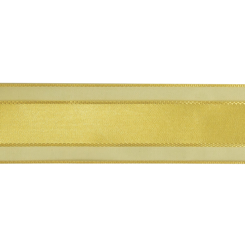 Yellow Woven Ribbon with Sheer Organza Borders - 1" Detail