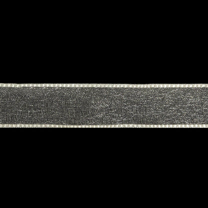 White Shimmering Organza Ribbon with Woven Edges - 0.75" Detail
