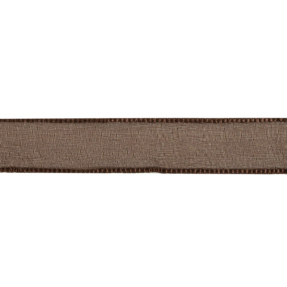 Brown Shimmering Organza Ribbon with Woven Edges - 0.75" Detail