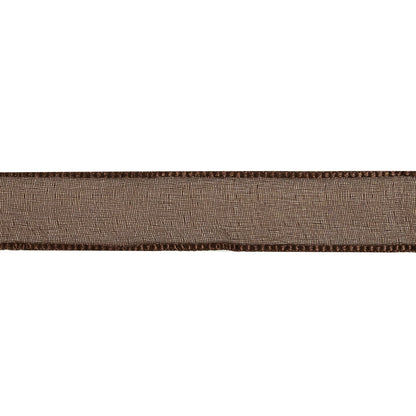 Brown Shimmering Organza Ribbon with Woven Edges - 0.75" Detail