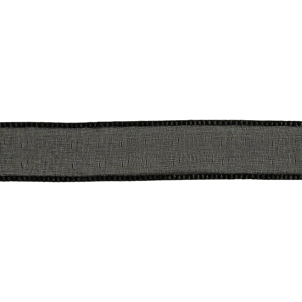 Black Shimmering Organza Ribbon with Woven Edges - 0.75" Detail