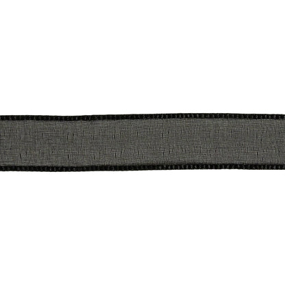 Black Shimmering Organza Ribbon with Woven Edges - 0.75" Detail
