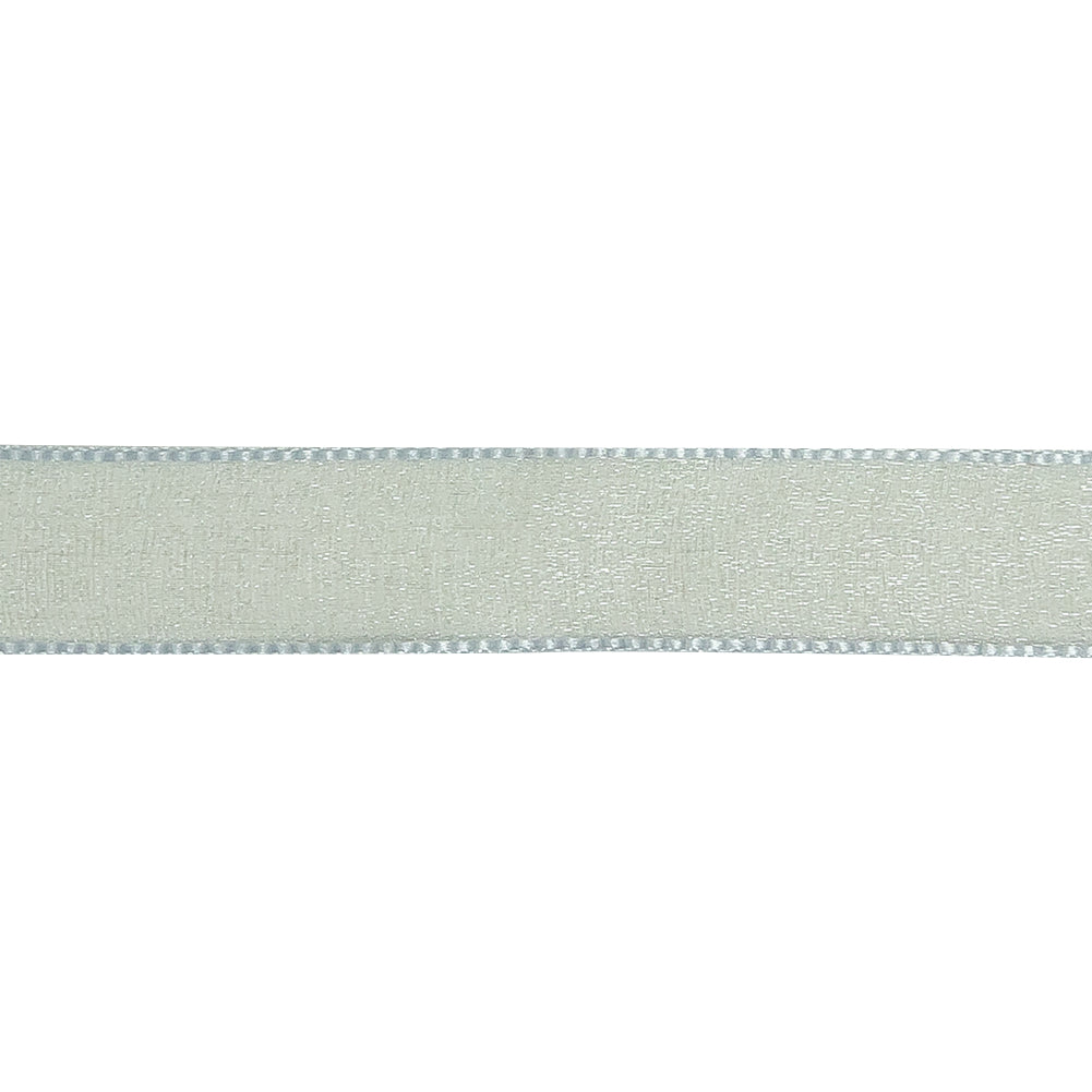 Pale Blue Shimmering Organza Ribbon with Woven Edges - 0.75" Detail