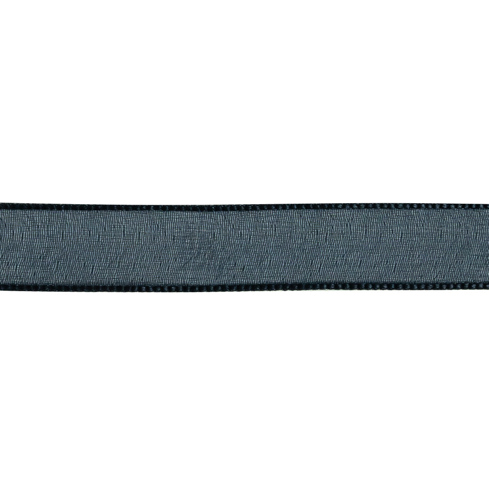 Navy Shimmering Organza Ribbon with Woven Edges - 0.75" Detail