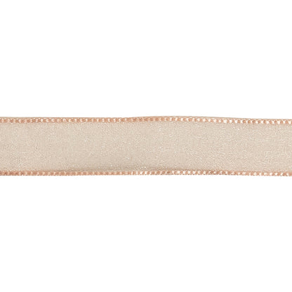 Peach Shimmering Organza Ribbon with Woven Edges - 0.75" Detail