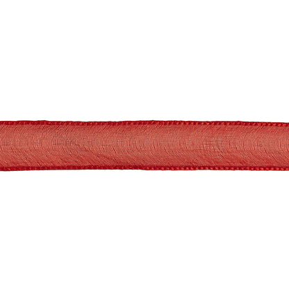 Red Shimmering Organza Ribbon with Woven Edges - 0.75" Detail