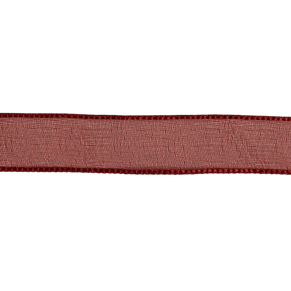 Wine Shimmering Organza Ribbon with Woven Edges - 0.75" Detail