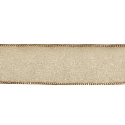 Beige Shimmering Organza Ribbon with Woven Edges - 1.125" Detail