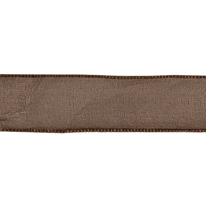 Brown Shimmering Organza Ribbon with Woven Edges - 1.125" Detail