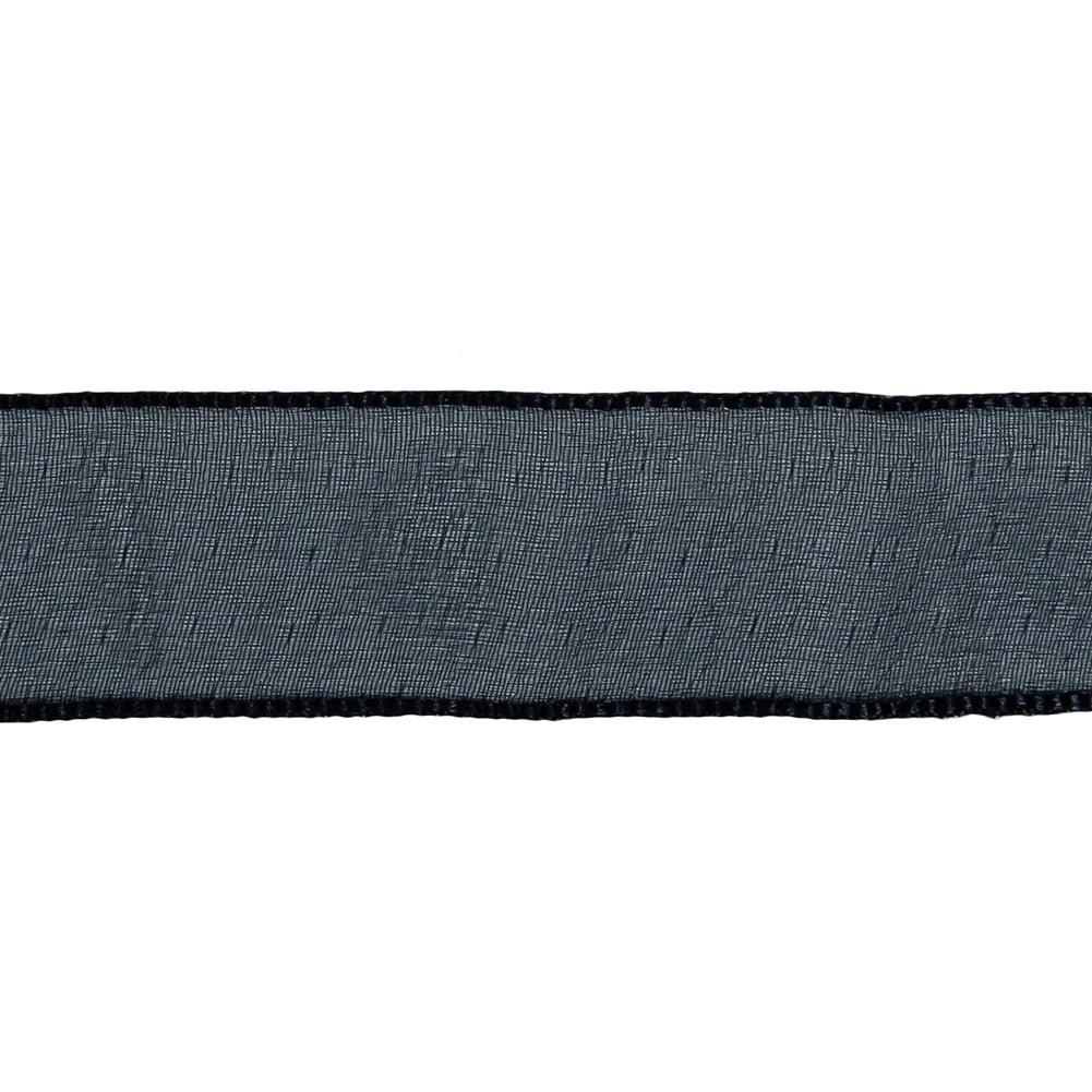 Navy Shimmering Organza Ribbon with Woven Edges - 1.125" Detail