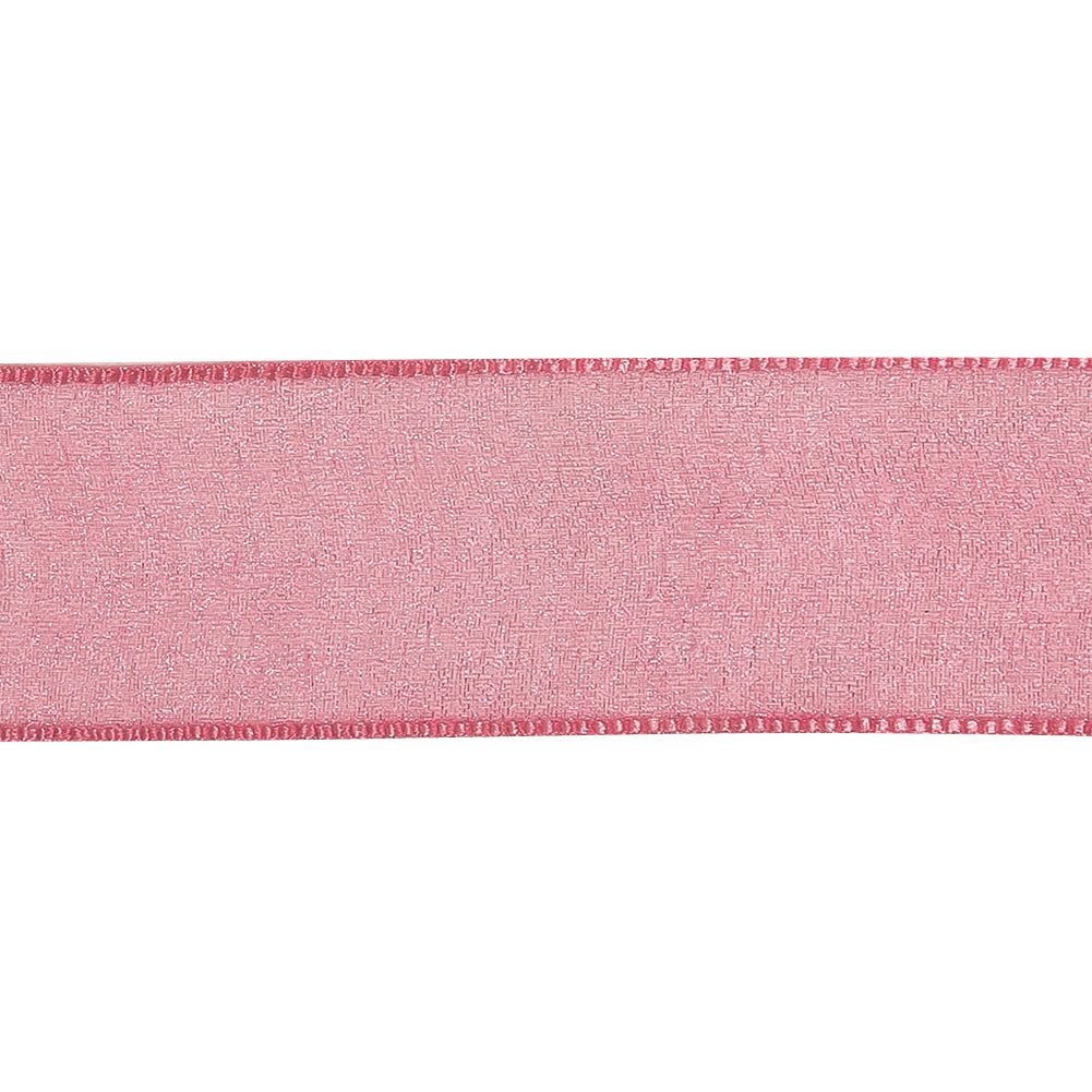 Hot Pink Shimmering Organza Ribbon with Woven Edges - 1.125" Detail