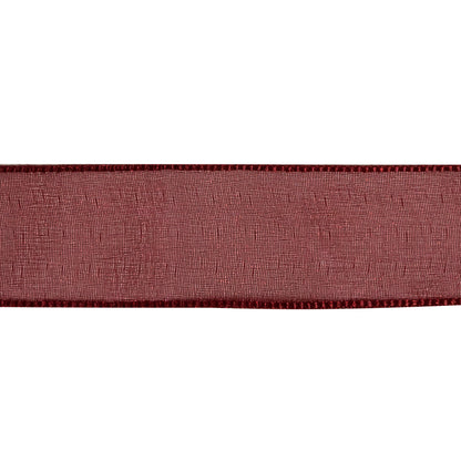 Wine Shimmering Organza Ribbon with Woven Edges - 1.125" Detail