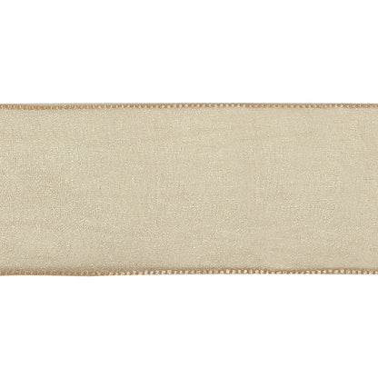 Beige Shimmering Organza Ribbon with Woven Edges - 1.5" Detail