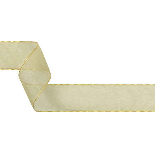 Mellow Yellow Shimmering Organza Ribbon with Woven Edges - 1.5"