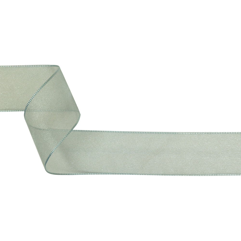 Pale Blue Shimmering Organza Ribbon with Woven Edges - 1.5"
