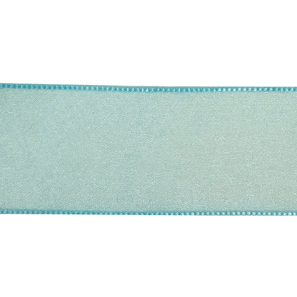 Sky Blue Shimmering Organza Ribbon with Woven Edges - 1.5" Detail