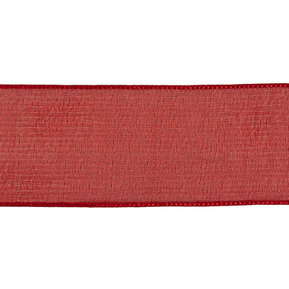 Red Shimmering Organza Ribbon with Woven Edges - 1.5" Detail