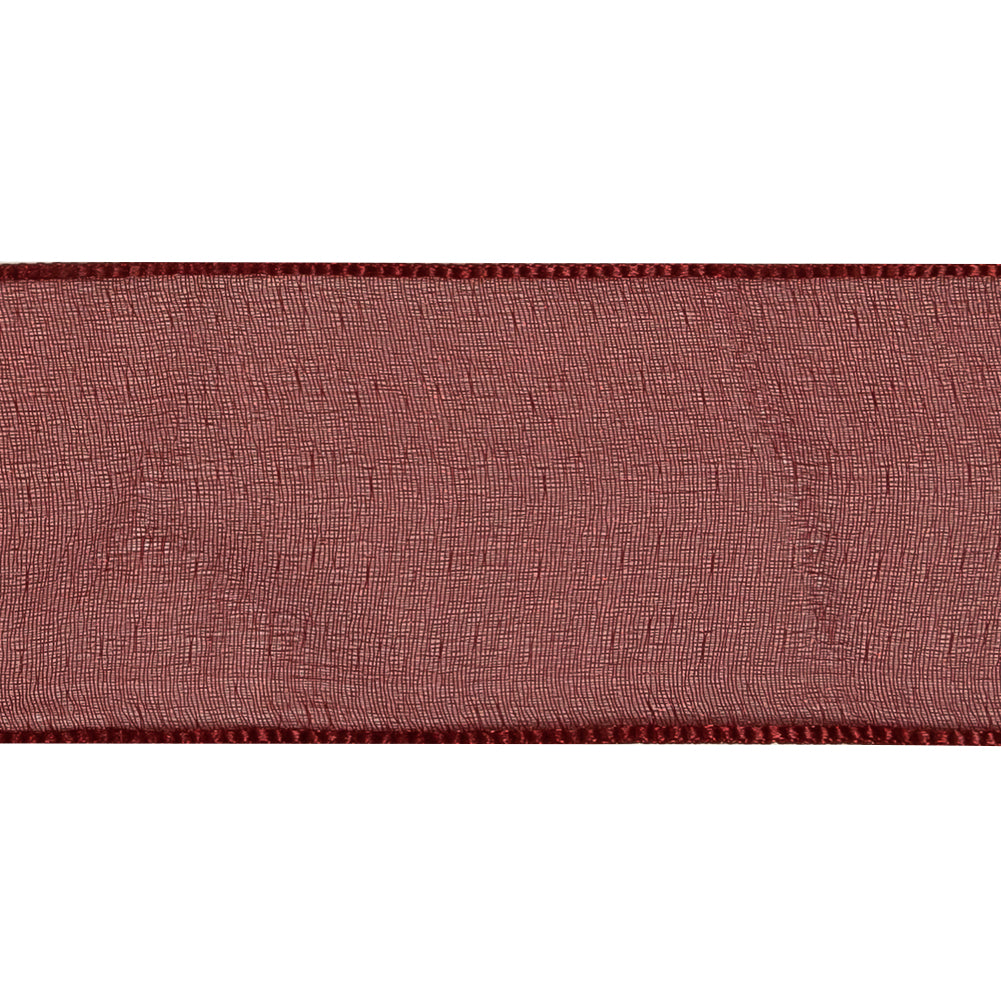 Wine Shimmering Organza Ribbon with Woven Edges - 1.5" Detail