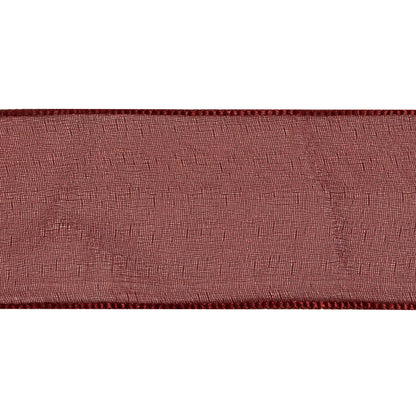 Wine Shimmering Organza Ribbon with Woven Edges - 1.5" Detail