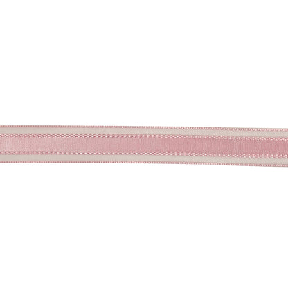 Pale Pink Woven Ribbon with Sheer Organza Borders - 0.5" Detail