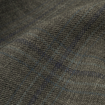 Italian Gray and Pale Blue Plaid Wool Suiting Detail
