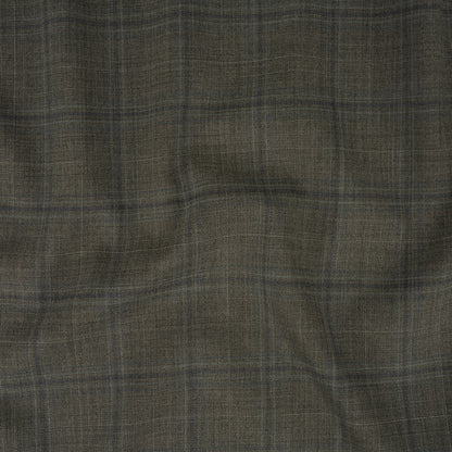 Italian Gray and Pale Blue Plaid Wool Suiting